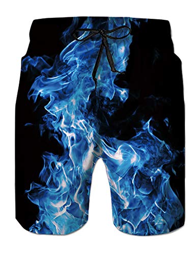Fanient Costume da Bagno da Uomo 3D Print Modello Feuer Modello da Running Quick Dry Pantaloncini da Bagno Estivo con Fodera in Mesh