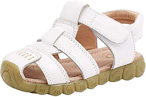 Gaatpot Ragazzi Ragazze Scarpe Sandali Punta Chiusa Scarpette Estate Morbidi Sandalo in Pelle Unisex - Bambini Bianco 30 EU(30 CN)