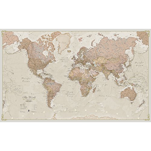 Enorme mappamondo laminato/incapsulato, stile antico, 197 cm (larghezza) x 116,5 cm (altezza)