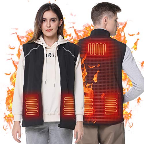 Keymao Gilet Elettrico Riscaldato Giubbotto Riscaldato Donna e Uomo Temperatura Regolabile Lavabile Giacca Riscaldabile Invernale o per Campeggio Escursionismo (Non Include la Batteria) (Nero, L/XL)