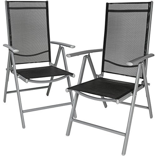 TecTake Set di alluminio sedie da giardino pieghevole con braccioli - disponibile in diversi colori e quantità - (Grigio chiaro | 2 sedie | no. 401631)