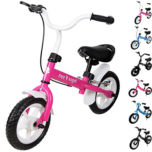 Deuba Bicicletta senza pedali bici per bambini 10” bici equilibrio altezza regolabile con freno rosa