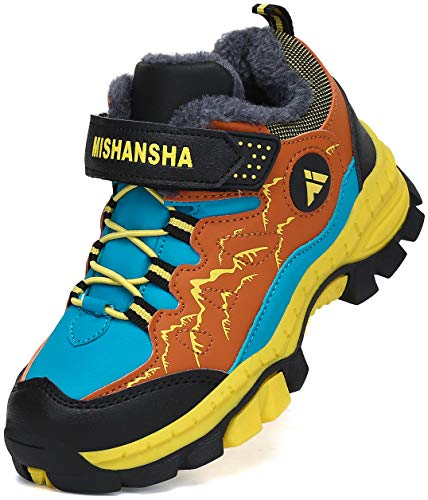 Mishansha Ragazzi Scarpone Trekking Scarponi da Montagna Ragazze Antiscivolo Scarpa da Escursionismo Bambini Scarpe Neve Giallo Gr.37