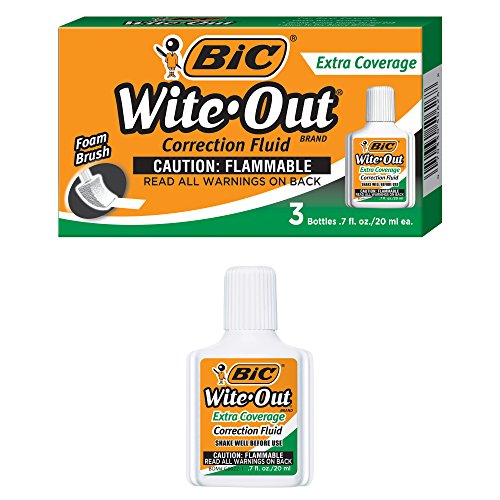 BIC - Correction Fluid, Extra Coverage Formula, 20ml, 3/BX, White, Sold as 1 Box, BICWOFEC324