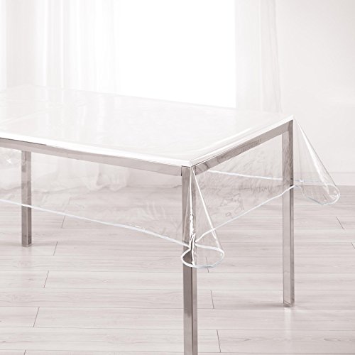 Décor Line, tovaglia rettangolare trasparente, 140 x 240 cm, PVC, bianco, 140 x 240 cm