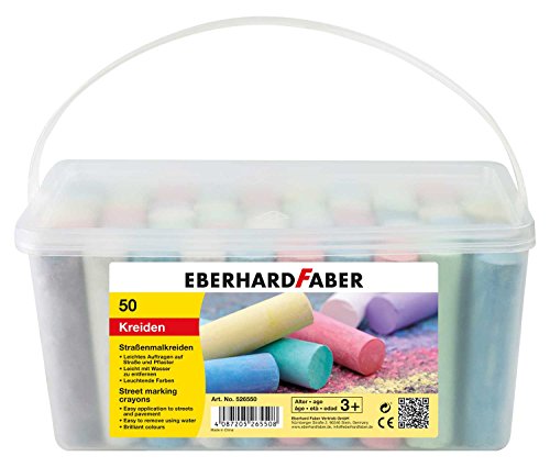 Eberhard Faber 526550 - Gessi da colorare per strada, secchio da 50 pezzi