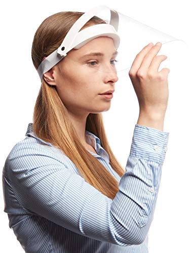5 x visiera, protezione per il viso, regolabile, protezione per occhi, naso, occhi, paraschizzi contro liquidi, visiera, protezione contro gli urti, Bianco