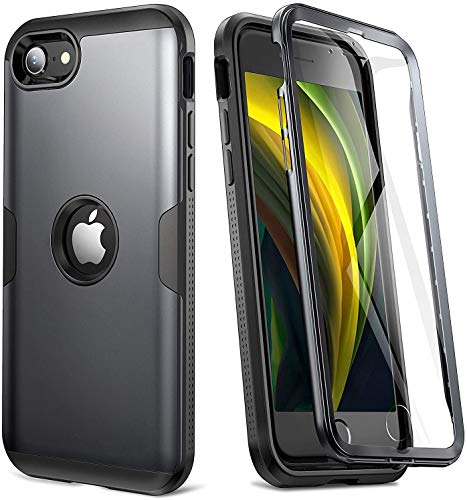 Cover per iPhone SE 2020 Custodia protettiva con protezione per lo schermo integrata resistente Copertura sottile antiurto adatta per iPhone SE 2020 Case per cellulare 4.7 pollici (2020) -nero