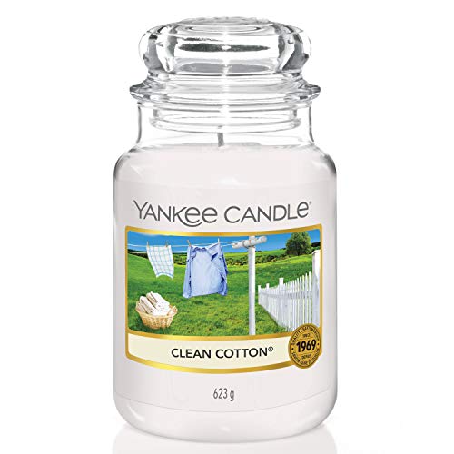 Yankee Candle candela profumata in giara grande, Morbido cotone, durata: fino a 150 ore