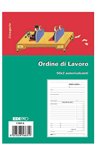 EDIPRO - E5663A - Blocco ordine di lavoro (interventi a domicilio) 50x2 autoricalcante f.to 22x14,8