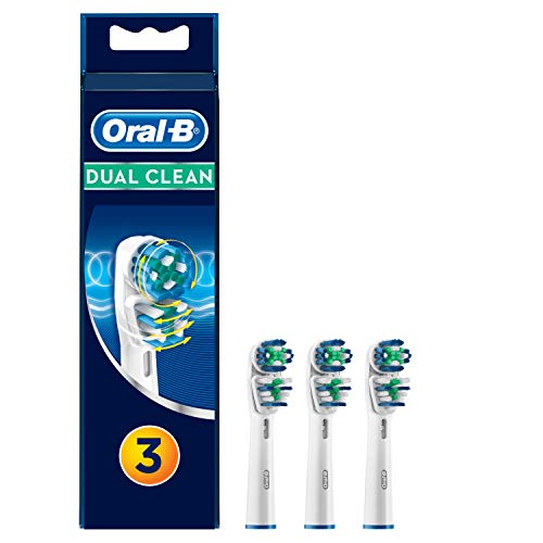 Oral-B Dual Clean Testine di Ricambio per Spazzolino Elettrico Ricaricabile, Confezione da 3 Ricambi