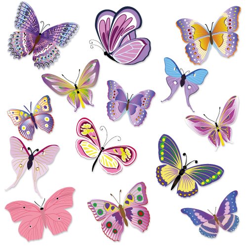 Wandkings Adesivi da Parete Farfalle Colorate Set Adesivi - 14 Adesivi su 2 Fogli DIN A4