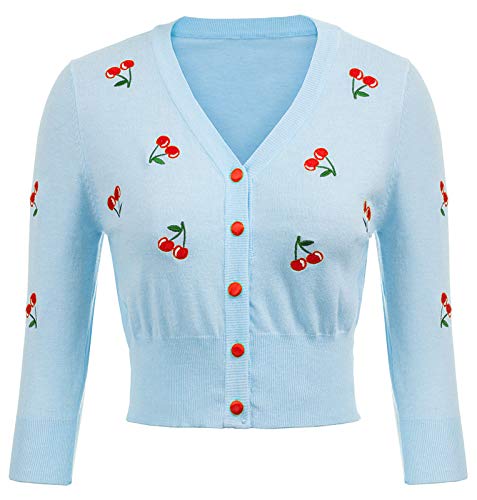 Belle Poque Maglione Cardigan Maglia Donna Manica 3/4 Donna Stile 40 floreale-10 (609-10) XXX-Grande