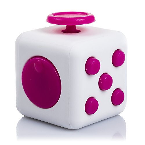 DAM-DMV094WHITEPINK Fidget Cube Anti Stress con 6 Moduli rilassanti, Colore: Bianco/Rosa (DMV094WHITEPINK