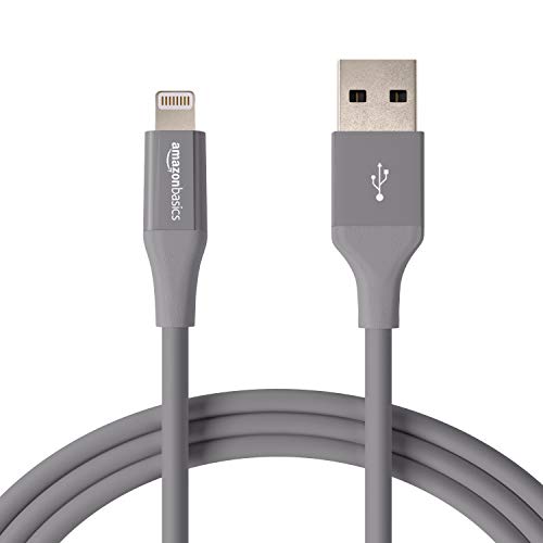 AmazonBasics - Cavo compatibile da USB A a Lightning - Certificato Apple MFi - 1,8 m - Confezione da 1, Grigio
