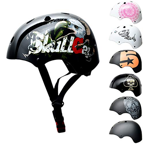 SkullCap® BMX & Casco per Skater Casco - Bicicletta & Monopattino Elettrico, Design: Eagle, Taglia: M (55-58 cm)