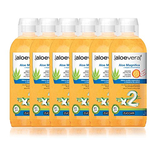 6x Zuccari Aloe Vera2 Succo Puro Aloe Magnifica, Doppia Concentrazione - 6 x 1000 ml