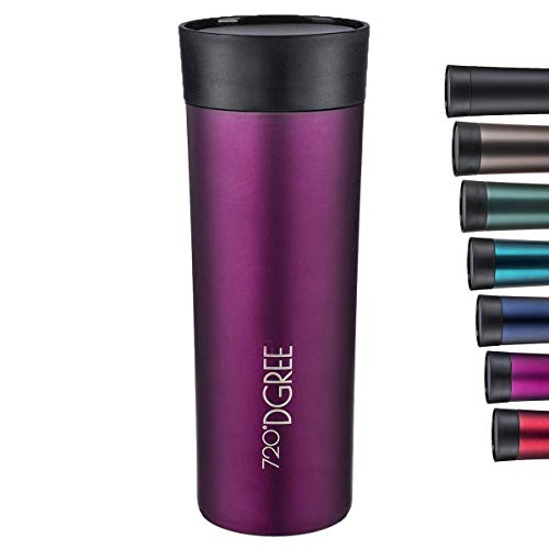 720°DGREE Tazza Termica da Viaggio “PleasureToGo” – 450ml, Viola, Lila, Purple | caffè Bicchieri di Acciaio Inossidabile | Travel Mug Coffee to Go