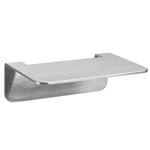 WEISSENSTEIN Mensola bagno adesiva – Mensola bagno Acciaio inox – Mensola adesiva da muro – Mensola da parete bagno rettangolare 14 x 9,5 x 5 cm