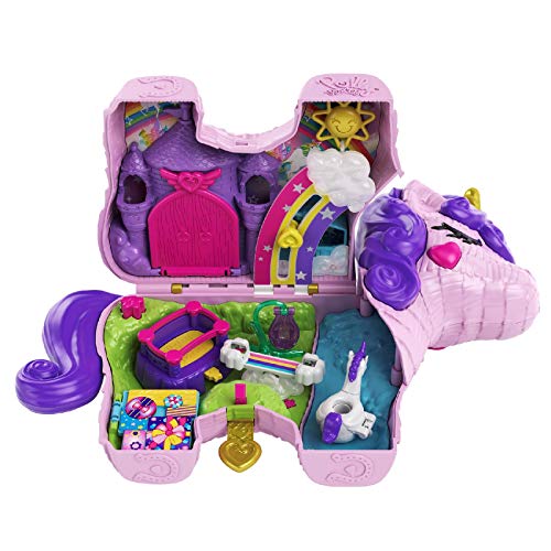 Polly Pocket- Unicorno Magiche Sorprese Playset con Micro Bambole Polly e Lila, Accessori Giocattolo per Bambini 4+Anni, Multicolore, GVL88