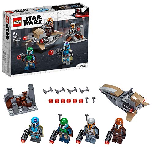 LEGO Star Wars Battle Pack Mandalorian con 4 Minifigure di Guerrieri Mandaloriani, ognuno con Blaster, Set di Costruzioni per Bambini +6 Anni e Veri Appassionati 75267