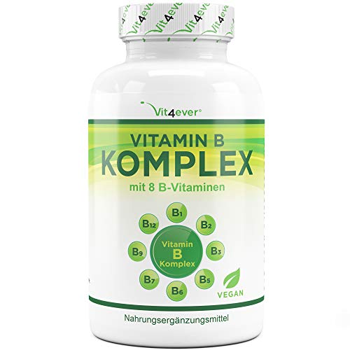 Complesso vitaminico B 500 compresse - Tutte le 8 vitamine B in 1 compressa - Vitamina B1, B2, B3, B5, B6, B12, biotina e acido folico - Vegan