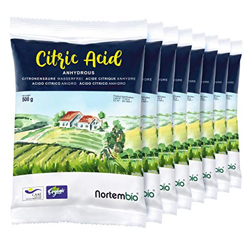 Nortembio Acido Citrico 4 kg (8x500g). Polvere Anidro, 100% Puro. per Produzione Biologica. E-Book Incluso.