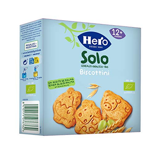 Hero Solo Biscottini Animaletti, 100% Biologico, Biscotti senza zuccheri aggiunti e senza olio di palma, dai 12 mesi in su - Cartone da 6 confezioni x 100 g