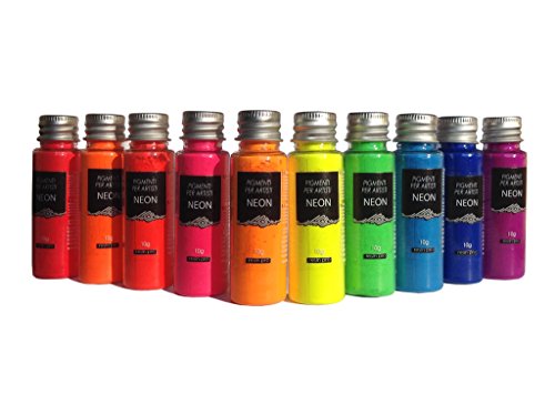 Resin Pro - Pigmenti Neon - Kit di Pigmenti Stupefacenti Misti, Compatibili con Resine Epossidiche, Poliuretaniche, Acrilici, Vernici, Creazioni Artistiche, Decoupage - Multicolore, 10 x 10 gr