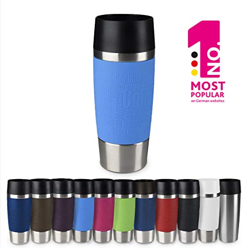 Emsa 513552 Travel Mug Bicchiere Termico con Chiusura Quick Press, Acciaio Inossidabile, Blu, 0,36 L