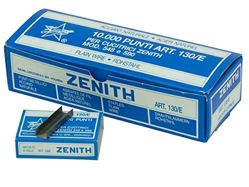 10 Scatoline da 1000 punti - TRASPORTO INCLUSO Punti in acciaio naturale per cucitrici Zenith modello 548 e 590. Passo 6/4
