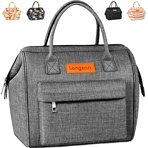 longzon Borsa Termica Pranzo, 15L Borsa Termica Grande Portatile Termico Borsa Frigo per Uomo/Donna/Bambino, Borsa Portapranzo per Ufficio, Scuola e Picnic (Grigio)