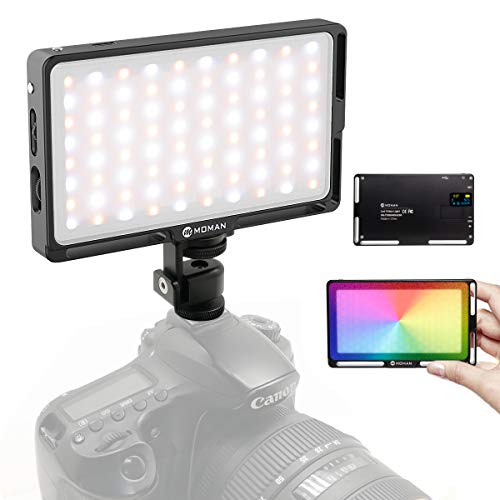 Moman RGB Luce LED Reflex, Faretto LED Fotografia di Batteria Incorporata, Luci per Video Dimmerabile Bi-Color 2500~8500K, CRI 96/TLCI 98+, Cavo Tipo-C Incluso