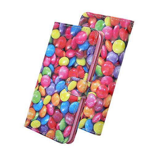 Nadoli per Xiaomi Redmi Note 9 Portafoglio Custodia,Colorato Dipinto Carina Caramella Disegno Pelle Chiusura Magnetica Carte di Credito Cinturino da Polso Supporto Flip Cover