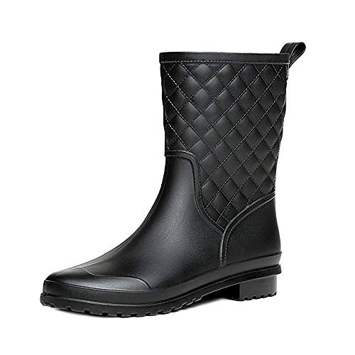 Stivali Gomma Donna Pioggia Bassi Lavoro Giardino Stivaletti Antiscivolo Wellington Boots Nero 40