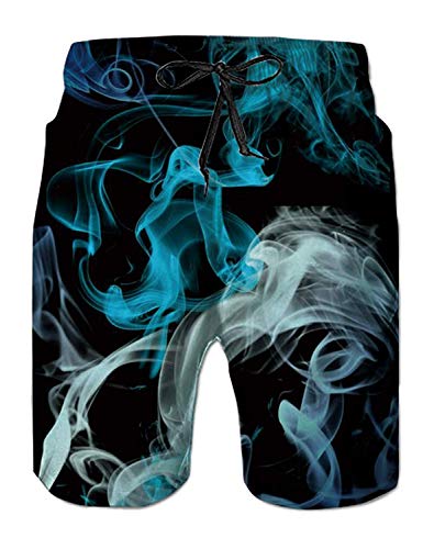 Fanient Uomini 3D Smoke Printed Divertenti Costumi da Bagno Quick Dry Abbigliamento Sportivo da Mare Sport Running Short da Bagno Pantaloncini da Passeggio con Fodera in Mesh S