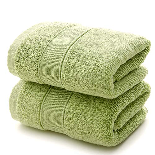 HongLanAo Set di Asciugamani per La Casa o Hotel in Cotone 2 Pezzi Asciugamano Molto Morbido e Molto Spesso Molto Assorbente 2 * 170G / 14 * 30 Pollici (Verde-2 Pack)