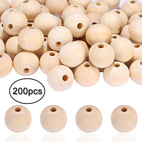 BESLIME Perline Rotondo in Legno - Perline Perle Naturali Legno Rotonde per Fai da Te Decorazioni Fatto a Mano 14mm, 200pcs