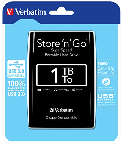 Verbatim Store 'N' Go - Hard Disk Esterno Portatile, USB 3.0, Nero, 1 TB
