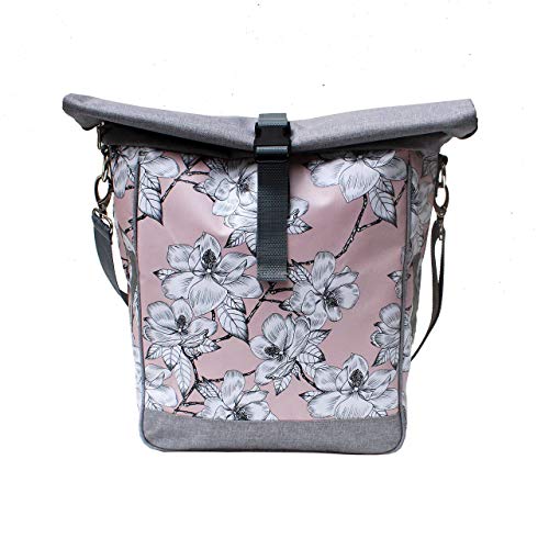 IKURI Borsa Impermeabile Bici - Borsa per Bicicletta Portapacchi Posteriore Leggero per Mountain Bike Sacca Sportiva a Forma Quadrata - Design Magnolia