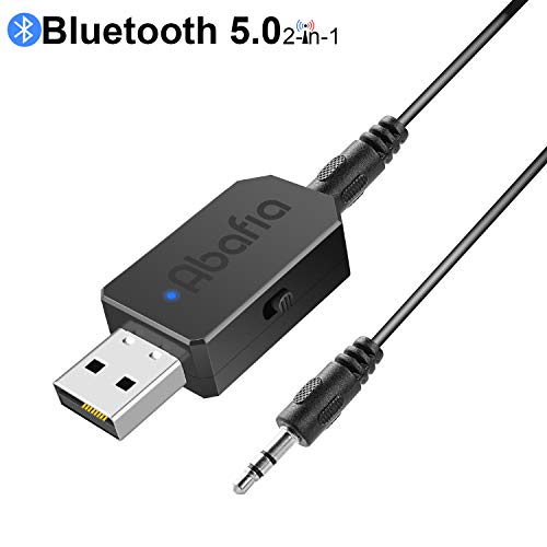 Abafia Adattatore Bluetooth USB,2 in 1 Trasmettitore Ricevitore V5.0 con 3.5mm AUX Wireless Bluetooth Adattatore per TV/PC/Telefoni/Altoparlanti/Autoradio