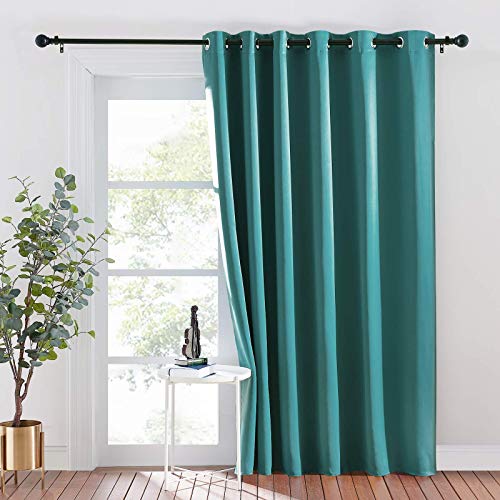 PONY DANCE Tende Termiche Isolante Tende Oscuranti Camera da Letto Tende per Salotto Eleganti con Anelli Sea Teal 200x213 CM 1 Pannello