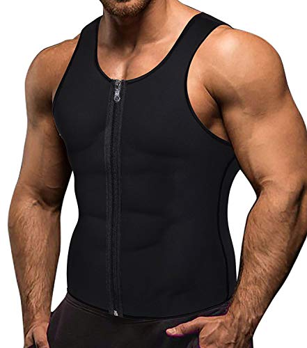 Memoryee Men Sauna Sweat Zipper Vest per Perdere Peso Hot Corsetto in Neoprene Vita Trainer Body Top Shapewear Slimming Shirt Workout Suit/Nero/XL