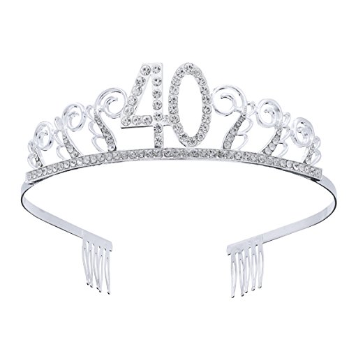 Rhinestone di cristallo Tiara di compleanno Princess Crowns Pettini per capelli per le donne 40a festa di compleanno Anniversario