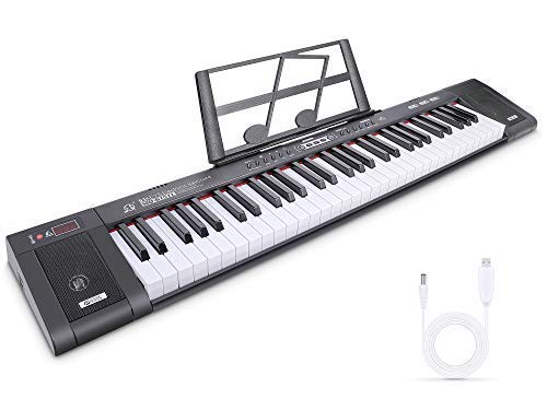 Digital Keyboard Tastiera di Pianoforte Tastiera Musicale Pianola Tastiera Digitale Portatile con 61 Tasti,200 ritmi 200 toni 60 brani demo,Supporto Foglio di Musica per Principianti