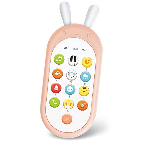 Richgv Baby Smart Phone, Ridi e Impara Giocattolo Elettronico Educativo Telefono, Apprendimento di Parole,Musica e Numeri per Bambini di età Superiore ai 6 Mesi (Rosa)