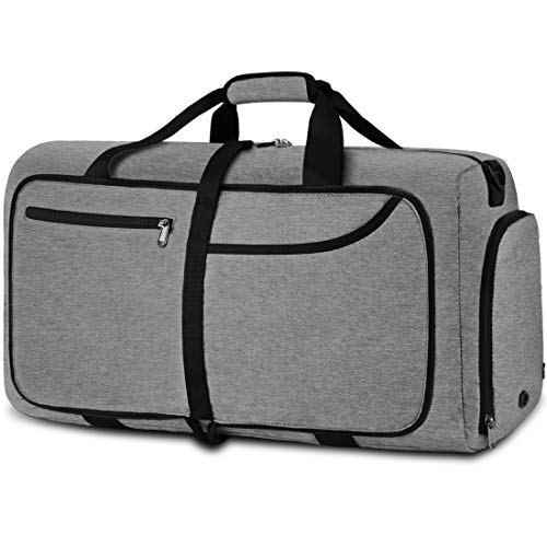 Borsone da Viaggio Pieghevole 40L Grande Capacità Duffel Bag Travel Leggero Impermeabile Borsoni da Palestra per Campeggio Viaggio Palestra Sport Vacanza Borsa Uomo e Donna (grigio-40L)