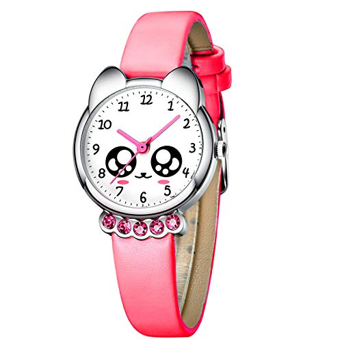 Orologi Bambini Orologio da Polso Ragazze per Bambini Analogico al Quarzo Impermeabile di Sportivo Blu Tempo Insegnante Elegante Pelle Orologi per Bambini Ragazzi Ragazze (13 Rosso)