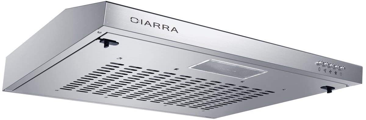 CIARRA CBCS6903 Cappa Aspirante 60 cm Sottopensile Cappa da Cucina,con Pannello Argento LED Montaggio a Parete, con Ventola Estrattore (Argento)
