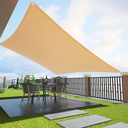 Duerer Vela Ombreggiante Rettangolare 3.6x4.8m Tenda a Vela Protezione UV 95%, 185GSM Densità Vela Parasole All'aperto per Giardino, Patio, Pergola, Cortile-Sabbia